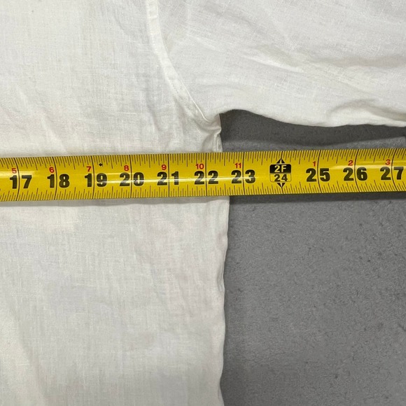 Burma Bibas Mens White 100% Natural Linen Button Down Shirt L Long Sleeve Pocket - Picture 6 of 8